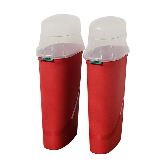 Homz Holiday 30" Wrap Storage Container, Red Base, Clear Lid with Green Latches, Set of 2